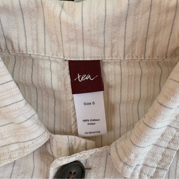 Tea Collection Boys Ivory Stripe Blazer Suit Jacket Cotton S 4-5 Formal Pocket - Picture 2 of 7